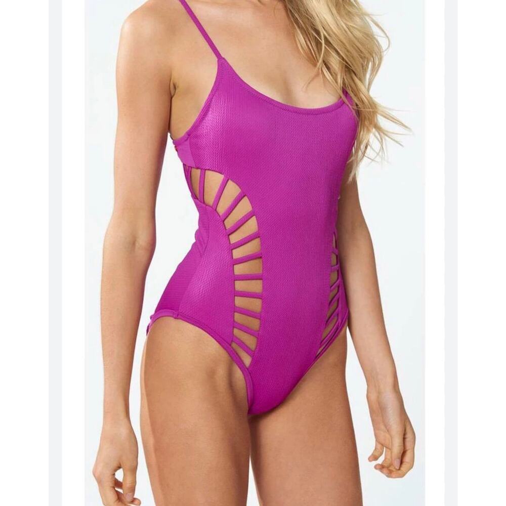 Red Carter One Piece Swimsuit Cutout Pink Size Small NWT